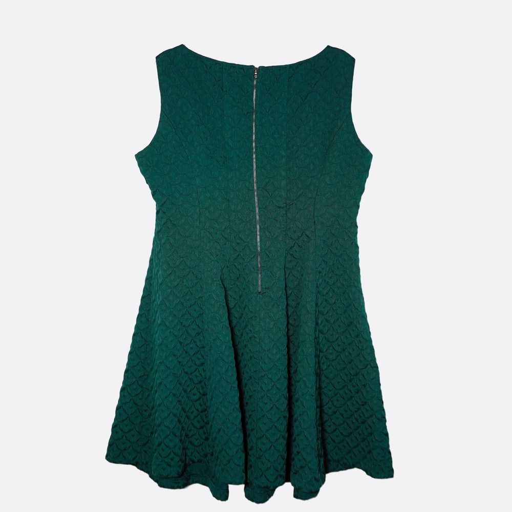 Julian Taylor Jacquard Fit and Flare Dress Emerald Green 1X XL Sleeveless - Picture 3 of 7